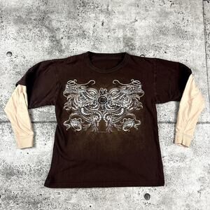 Top Heavy Y2K Dragon Tribal Shirt Youth Large/XL 20.5x23